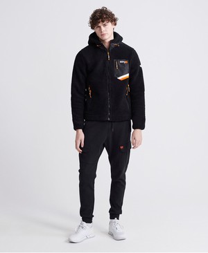 Superdry Celsius Sherpa Track Férfi Kapucnis Pulóver Fekete | WZKPX7098